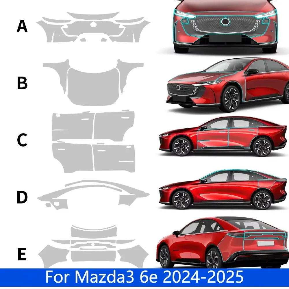 For Mazda 3 6e 2024-2025 9Mil TPU Bumper Hood Scratch-Resistant Self-Healing Paint Protection Film Invisible Pre-cut PPF Kit﻿