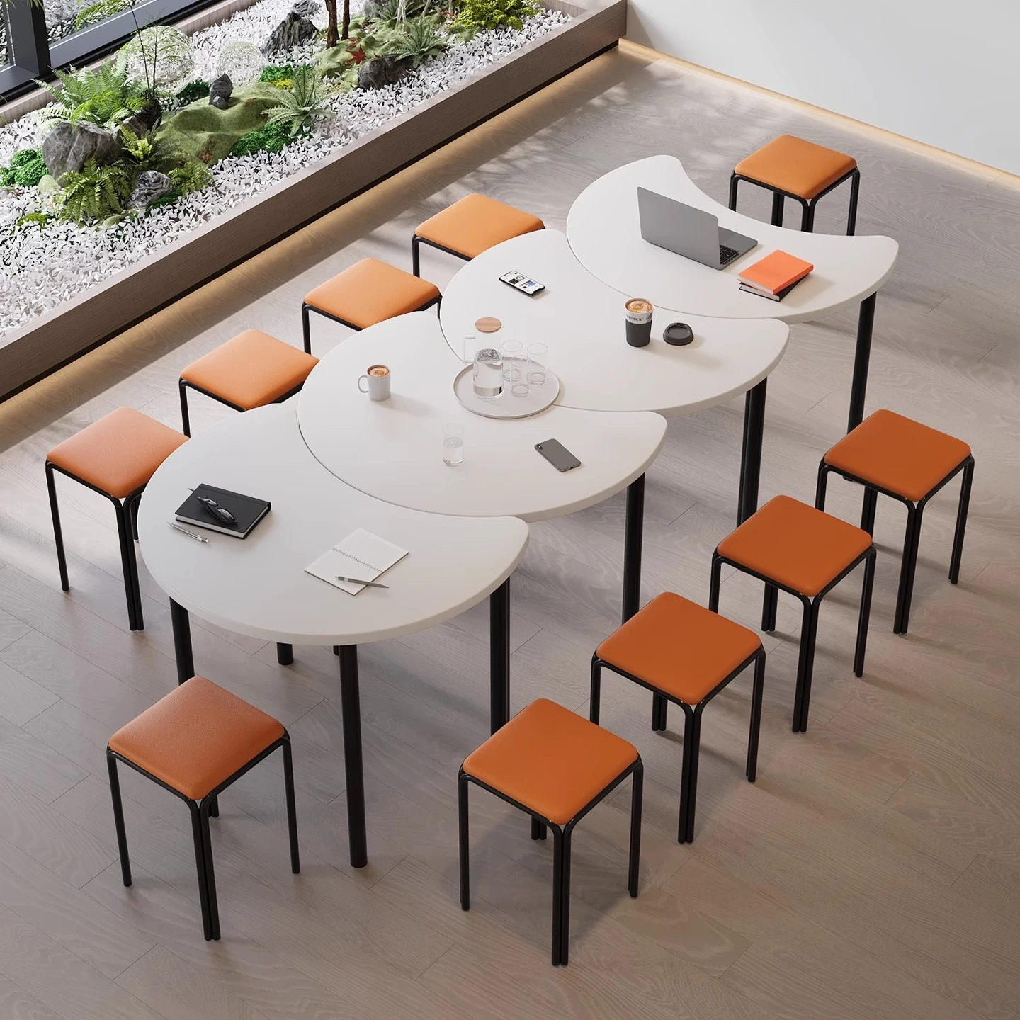 

LH Polygonal Splicing Long Table Office Meeting Negotiation Reception Area Training Table and Chairs