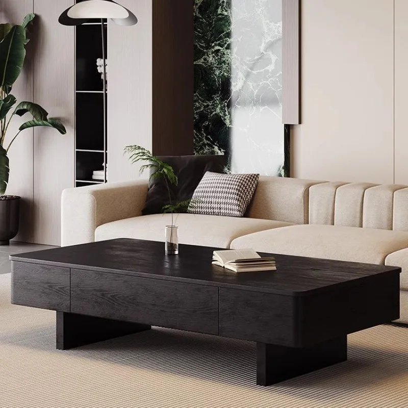 Living room household small apartment walnut modern simple minimalist rectangular solid wood coffee table