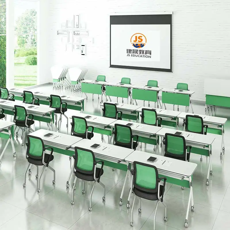 

School furniture for training classrom student table and chair college desk with move wheels