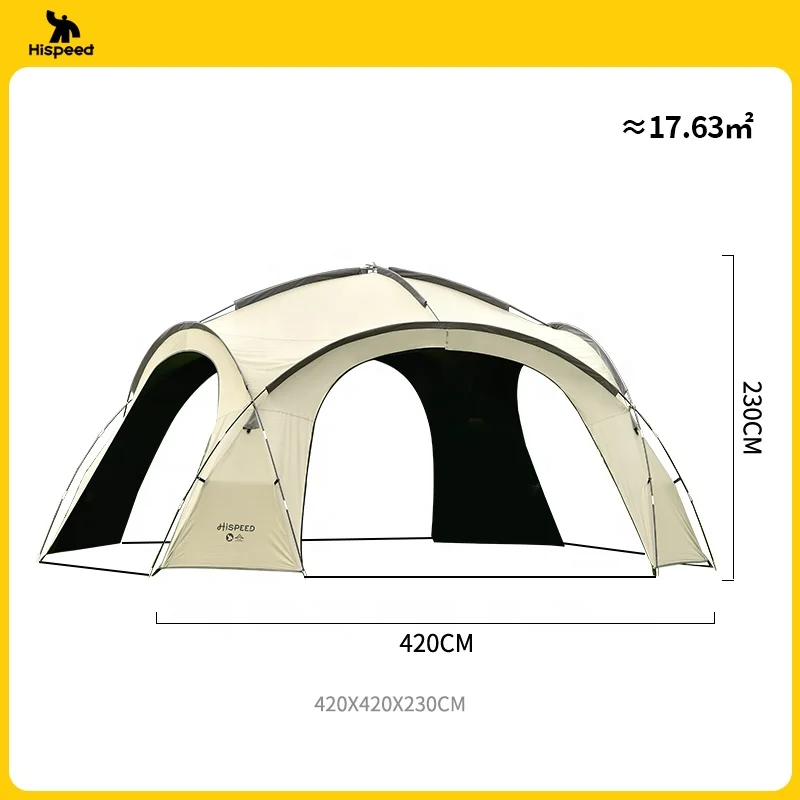 HISPEED Bell Tent Tarp PU3000mm Sunproof Vinyl Black Coating UPF50+ Luxury Glamping Dome Tent for Camping