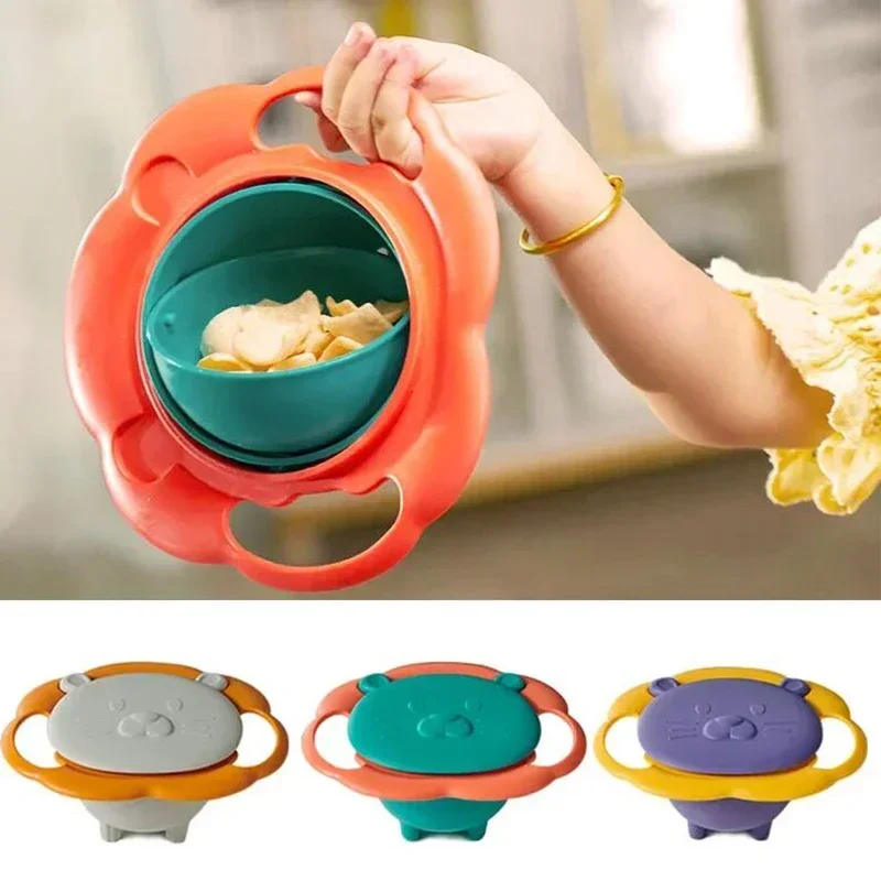 

Children's Bowl with 360 Degree Rotating Gyroscope Flying Saucer Balanced Non Toppling Anti Scalding Anti Falling Eating Bowl
