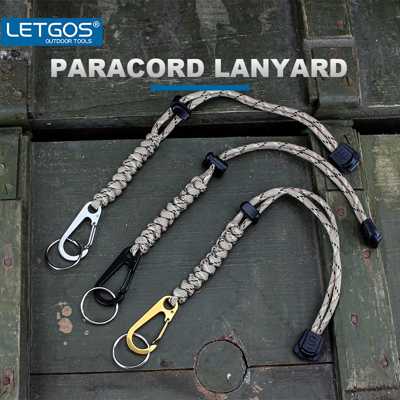 Letgos Set Van 3 Stuks Paracord Lanyard D-Vormige Gesp 7 Kern Gevlochten Polsband Nood Survival Rugzak Zelfverdediging Buiten