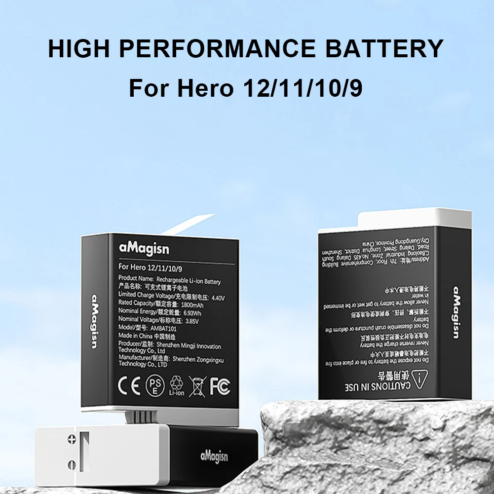 1800mAh Battery Endurence Battery High Performance Battery Rechargeable Batteries for Gopro Hero12/11/10/9 Camera Accessories