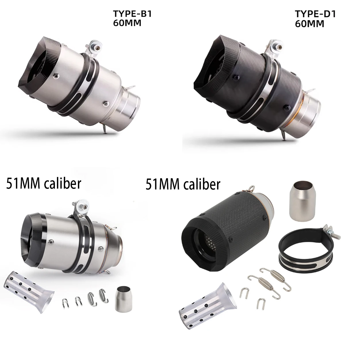 AR 51/60mm Universal Motorcycle Exhaust Muffler Suitable for Kawasaki 300 400 800 1000 CB300R R3 R6 MT07 MT09 DUKE390 ZX6R S1000