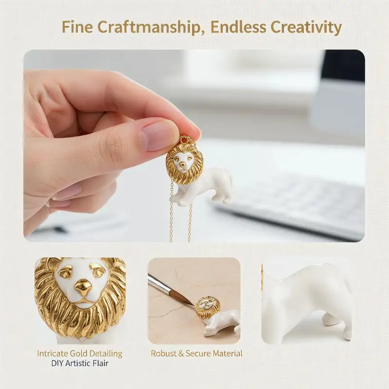 New Painted Lion Elephant Raccoon Animal Charms Pendants Color Preserved Gold Plated Copper DIY Jewelry Making Accessories