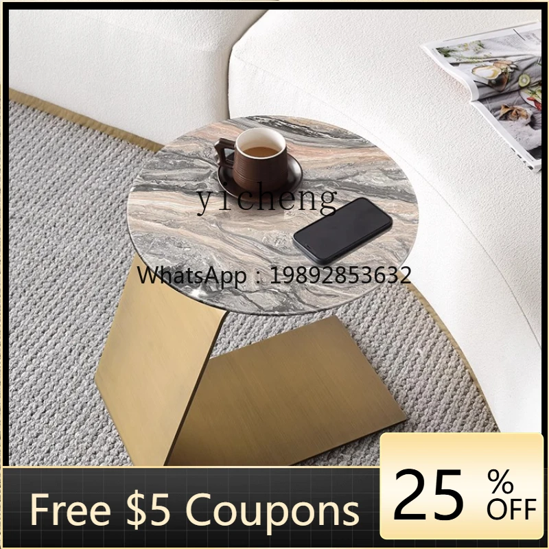 

R1 marble edge few light luxury art corner few minimalist coffee table sofa side cabinet