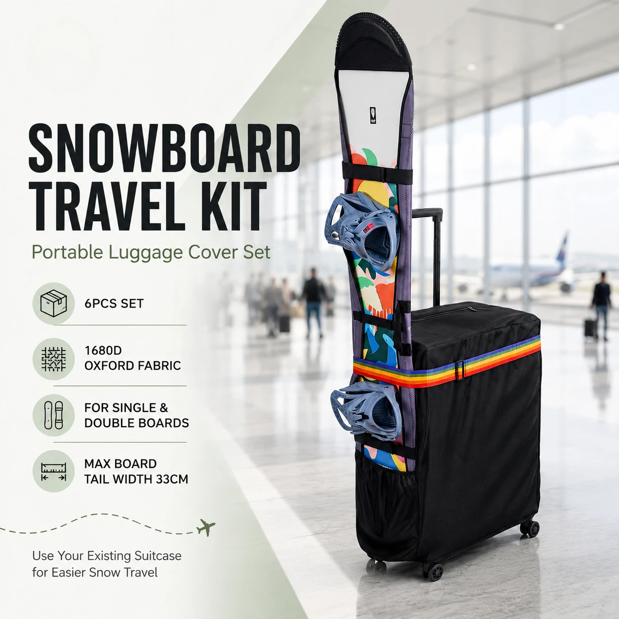 Suitcase, snowboard cover, veneer and double board universal portable set, suitcase protective cover [buy 1 round of 6]