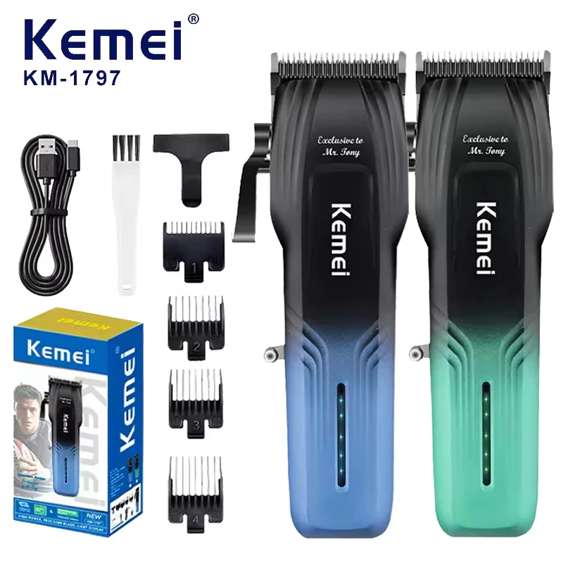 

Kemei KM-1797 Powerful Cordless Hair Clipper Electric Professional Barber Hair Trimmer Beard Haircutting Machine rechargeable