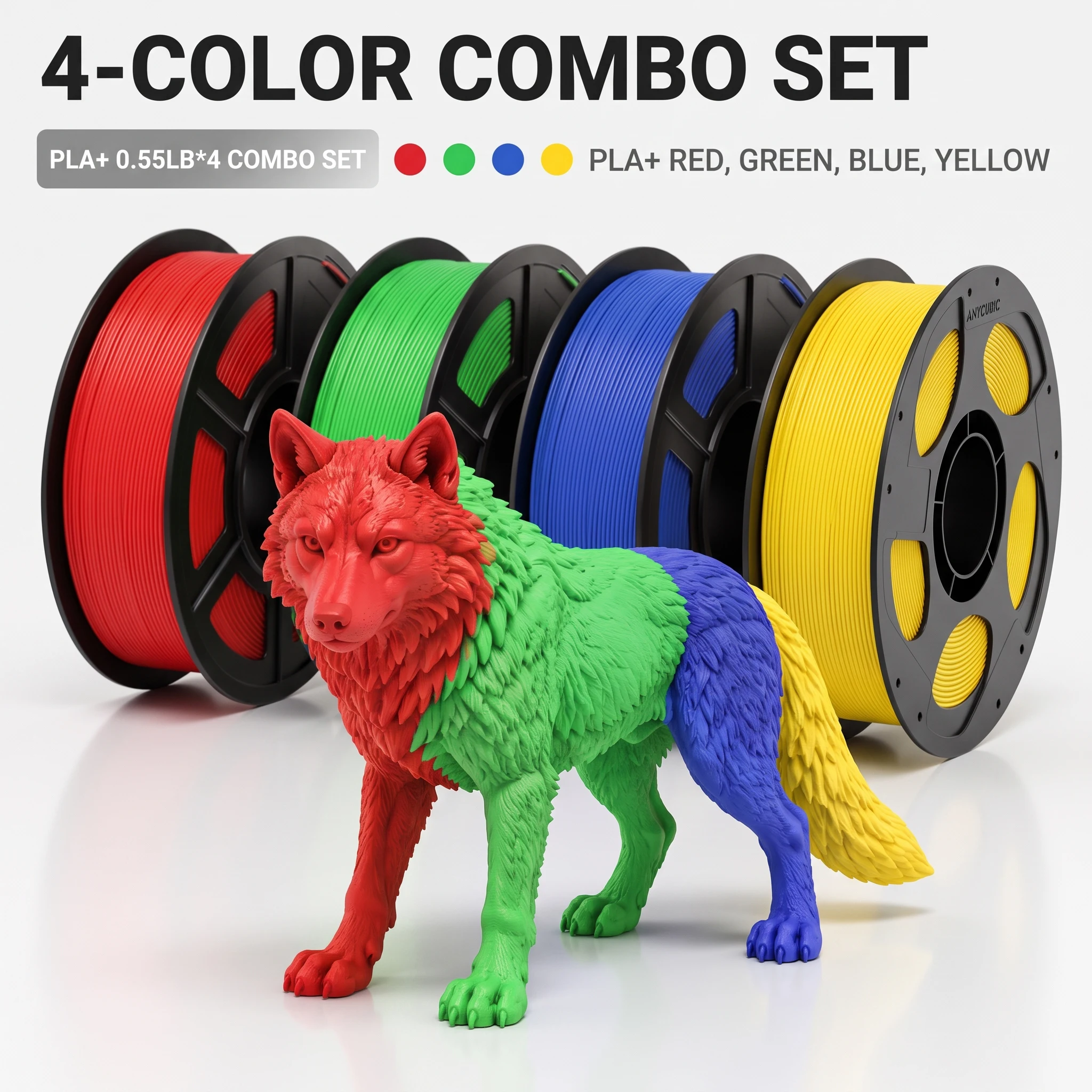PLA+ Filament 1.75mm Red Blue Apple Green Yellow 4 Colors 250g/500g/1kg Smooth Low Warp 3D Printer Consumables For FDM