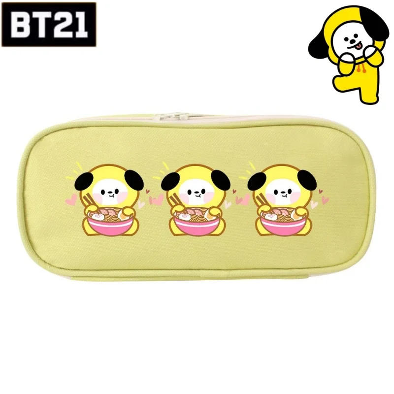 

Creative BTS sweet and cute cartoon pattern stationery storage bag, new unisex simple and stylish portable canvas pencil case