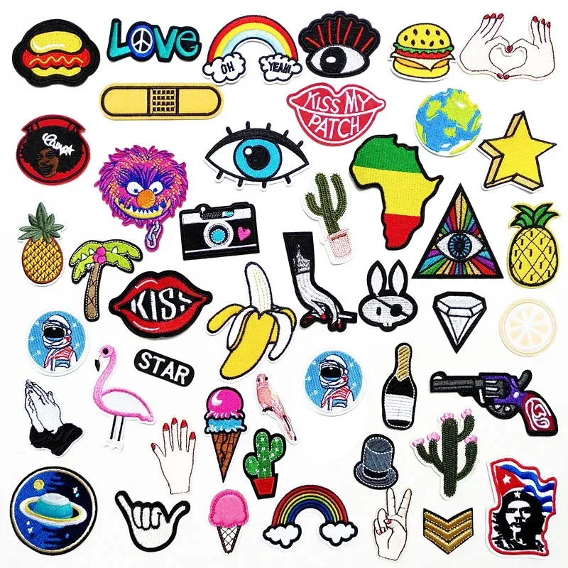 Eye Hand Earth DIY Cloth Badges Mend Decorate Iron On Sew On Patch Clothes Apparel Sewing Decoration Applique Pineapple LOVE