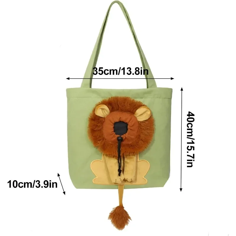 Pet Canvas Shoulder Bag, Cute Lion-Shaped Small Dog Carrier Portable Pet Carrying Chest Bag for Small Dogs and Cats Pet Supplies