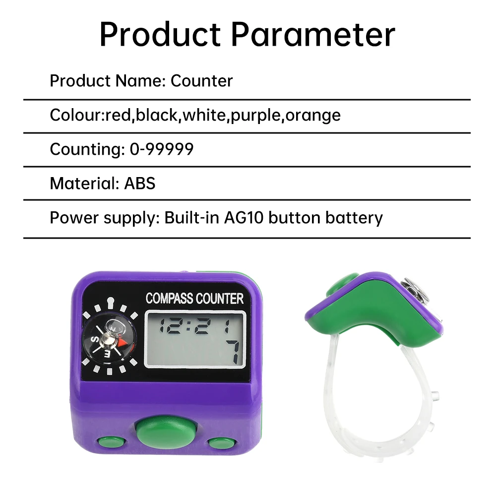Finger Counter 5 Digit LCD Digital Display Finger Hand Tally Counter Count for Warehouse Inventory and Motion Counting