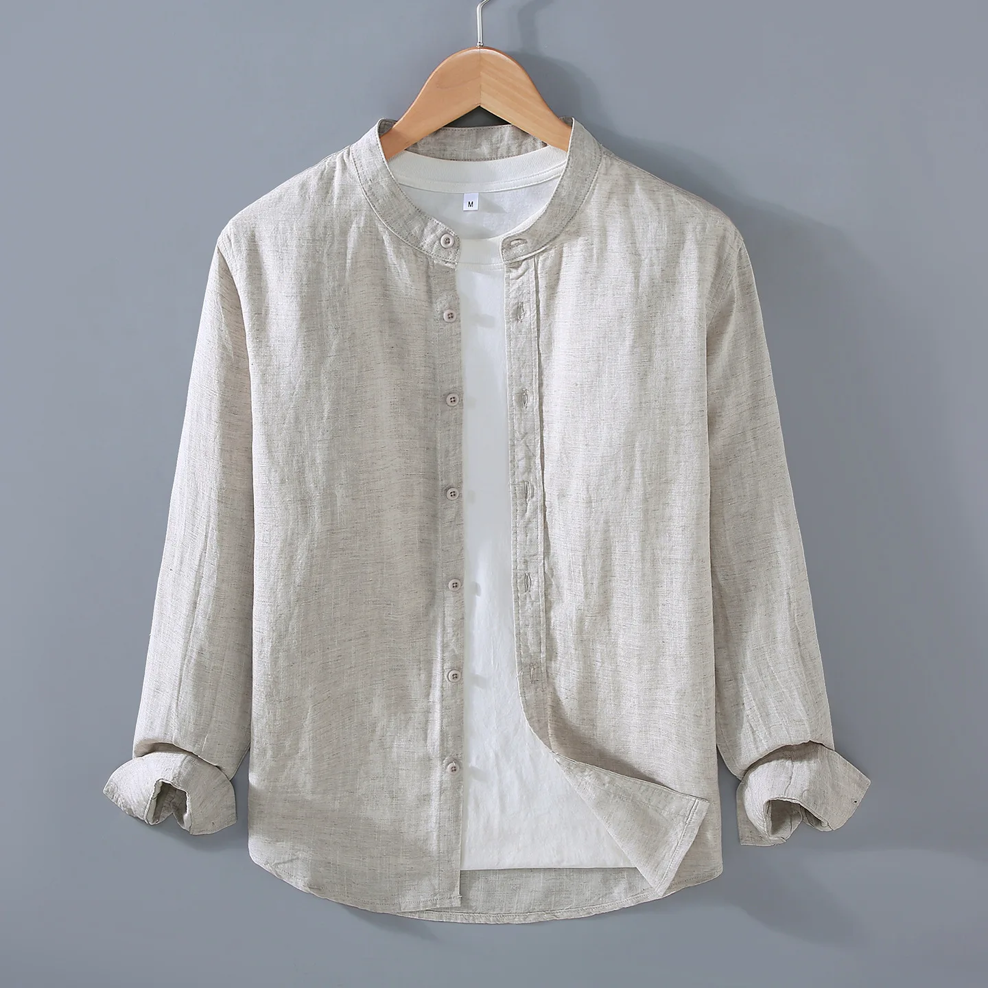 

Summer Thin Breathable Sun Protection Long Sleeve Linen Shirt Men's Casual Lenzing Lyocell Linen Material Loose Fit Shirt