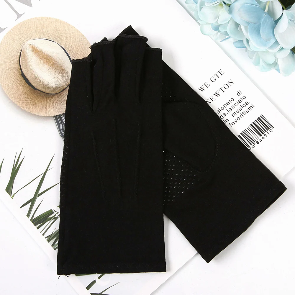 

Men Women Sun Protection Gloves Half Finger Spring Summer Section Driving Non-Slip Cotton Cloth Half Fingerless Gloves SZ109N