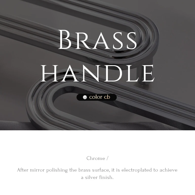Chrome finished solid brass cabinet handle — supplier illustration 1