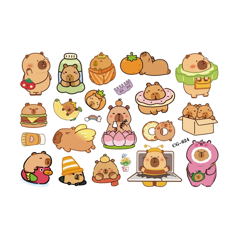 For Kids Funny Birthday Gift Cartoon Capybara Temporary Tattoo Stickers Cute Guinea Pig Children Waterproof Tattoo