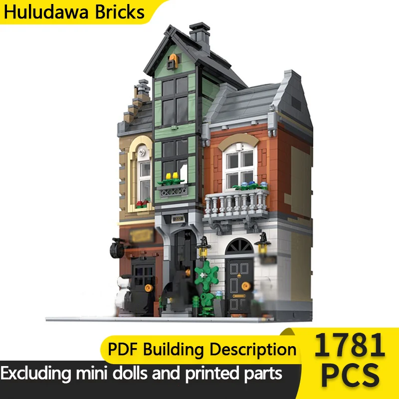 

Модель с видом на улицу MOC, строительные кирпичи, городской центр, коммерческая уличная модульная технология, детские праздничные подарки, сборные игрушки, костюм