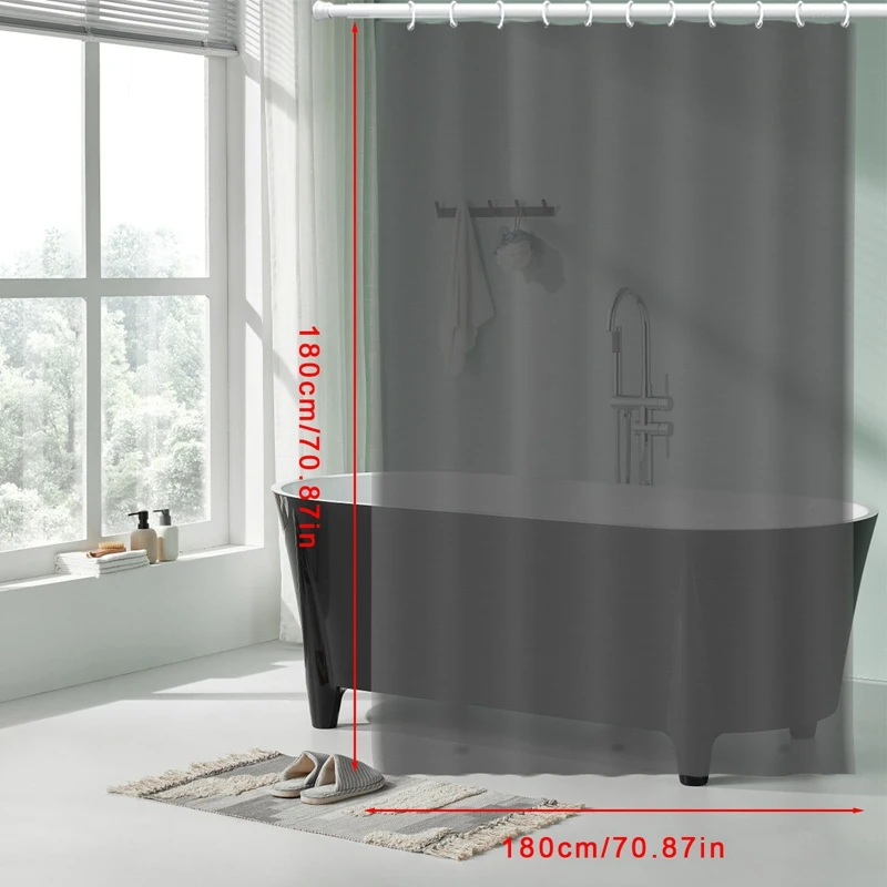 PEVA Shower Curtain Waterproof Plastic Clear Bath Curtains Transparent Bathroom Curtains Mildew Home with Hooks