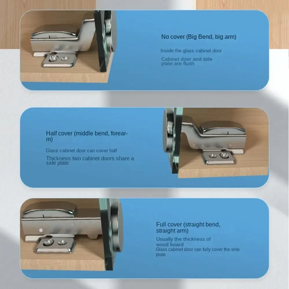 Cold-rolled Steel Glass Door Buffer Hinge Damping Hydraulic Buffer Cabinet Hinge Clip Round Head Hardware