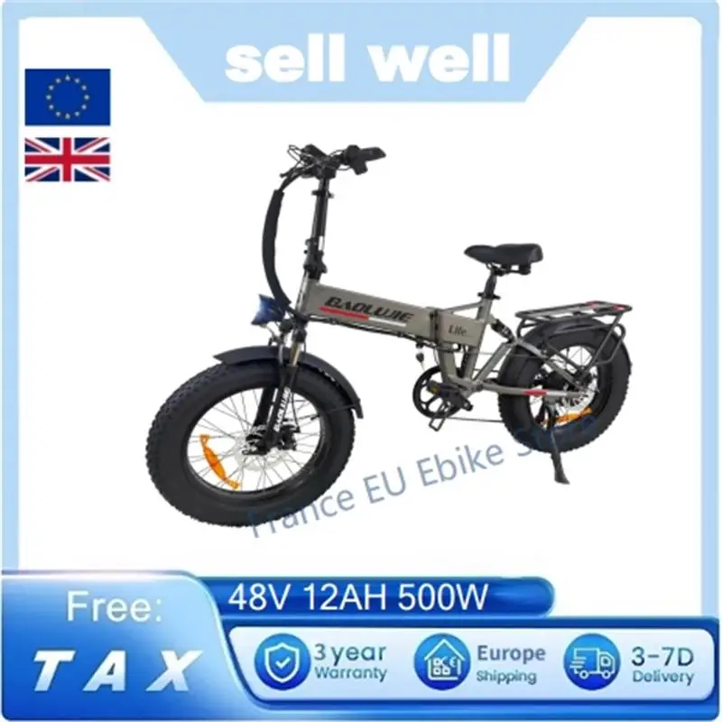 EU STOCK BLJ-DZ2005 Electric Folding Bike 20''*4 Inch 500W 48V 12AH Removable Battery Folding Adult Electric Bicycle  7 Speed