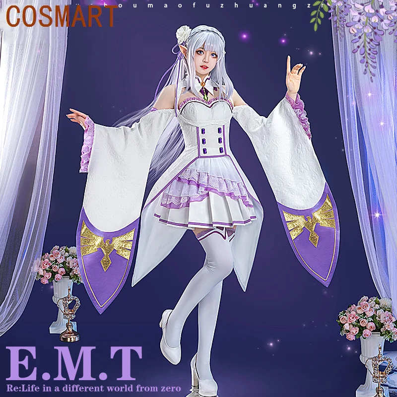 

Anime Re:Life In A Different World From Zero Emilia Gorgeous Cos Dress Cosplay Costume Halloween Party Role Play Outfit Clothing