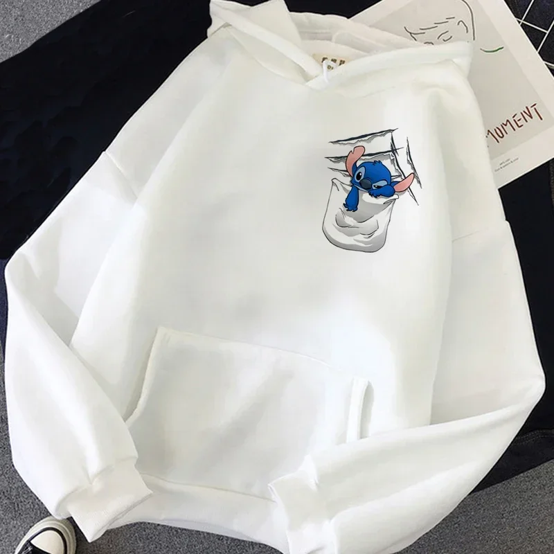 Ohana 여성용 재미있는 만화 스티치 후드, 카와이 릴로 스티치 그래픽 스트리트웨어, 남녀공용 상의, 애니메이션 스웻셔츠
