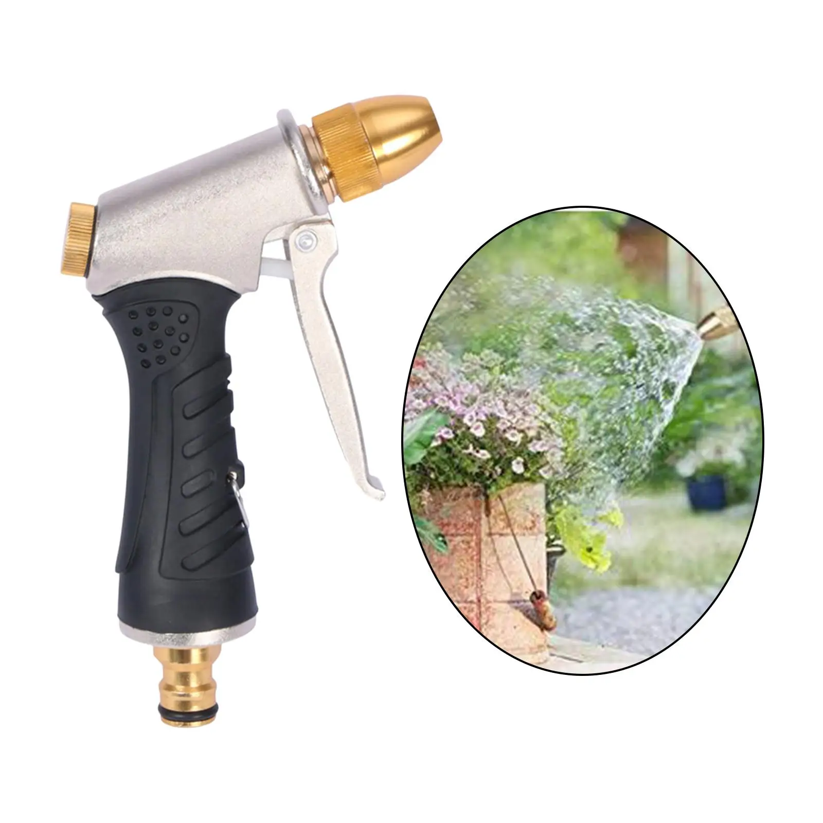 Aluminium Alloy High Pressure Sprayer Metal Garden Hose Nozzle for Watering Plants Spray and Garden Drum for Hose