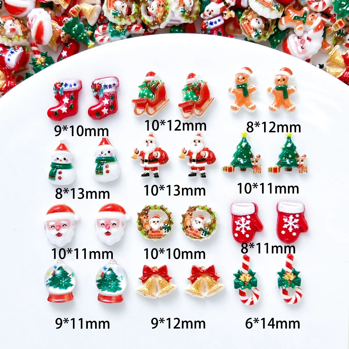 Nail Art Xmas Tree - ミックスクリスマスネイルチャームデザイン3Dネイルアートデコレーションかわいいサンタクロース雪だるまクリスマスツリーマニキュアパーツフィギュア ディーナゴイ