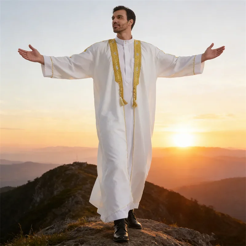 

Мужская мусульманская одежда для Ближнего Востока: халат, кимоно, дидаша, исламская одежда, дубайские и саудовские абайи, молитвенная абайя, кафтан, джубба, тобе для Рамадана