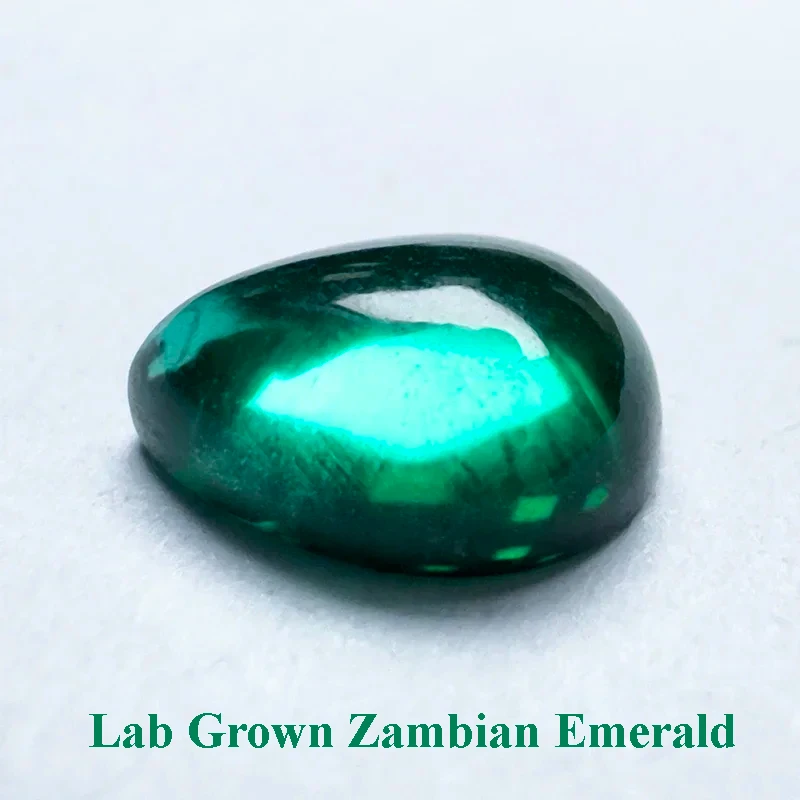 

Lab Grown Zambian Emerald Pear Shape Hydrothermal Smooth Surface Cutting with Cracks Inclusions Selectable AGL Certificate