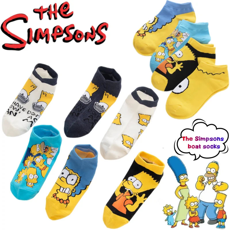 Die Simpsons Marge Bart Homer Lisa Bootsocken Kreative Hochwertige Anime-Druck Eltern-Kind Freizeitsocken Atmungsaktiv Deodorant-Socken