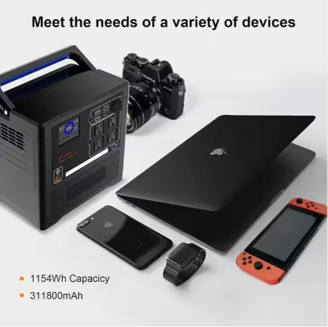 Fast Charging Camping Power Supply US Warehouse Outdoor Portable 1300 Watts Rechargeable Energy Generator Power Station Solar