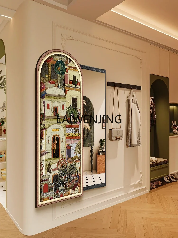 JZ  push-pull full-length mirror hidden full-length mirror retro French entrance decorative painting
