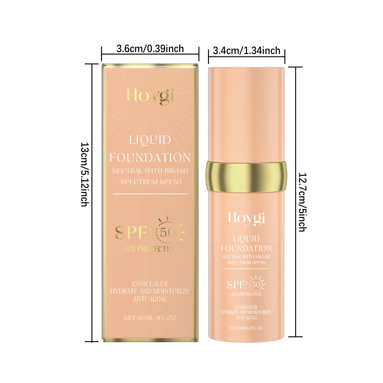 Vloeibare gezichtsfoundation Spf 50-temperatuurverandering Make-upbasis met hoge dekking Waterdichte hydraterende foundation Cosmetica-make-up