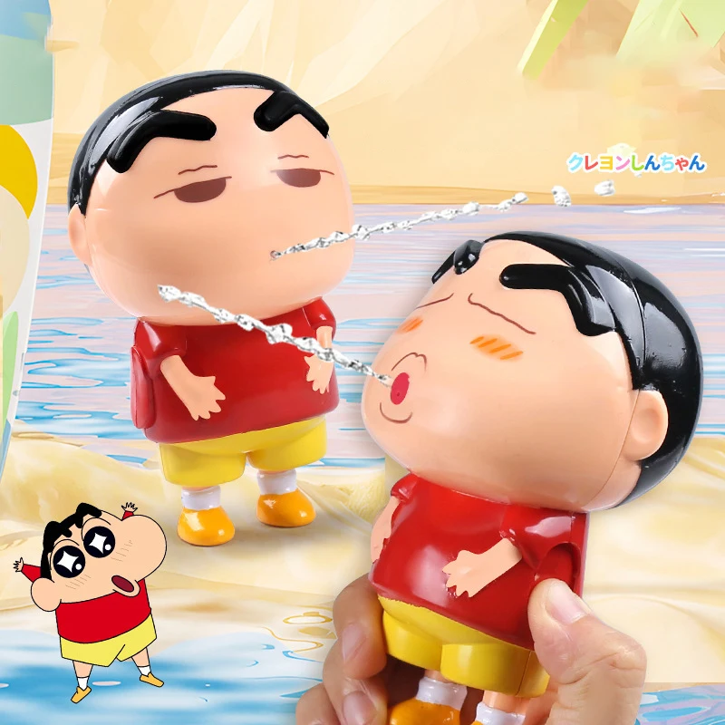 Desenhos animados pulverização lápis shin chan imprensa pistola de água dos desenhos animados brinquedo das crianças complicado pouco arma de água jogar praia brinquedo presente aniversário