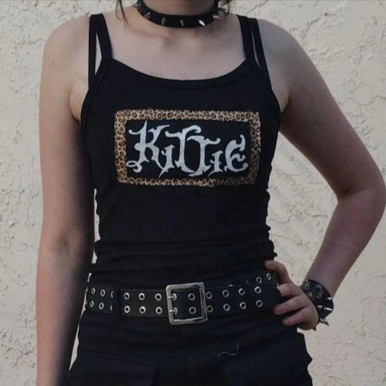 Y2k Aesthetic Sweet Sexy Gothic Tank Top Women Sleeveless Japanese Casual Letter Print Tanks Harajuku All Match Cropped Grunge