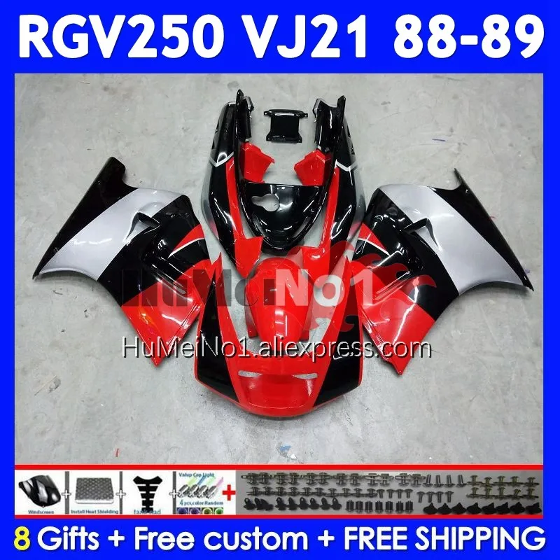 Body Kit For SUZUKI SAPC VJ21 Silver red RGV250 RGVT250 VJ 21 88-89 108No.22 RGV-250 RGV 250 RGVT-250 88 89 1988 1989 Fairing