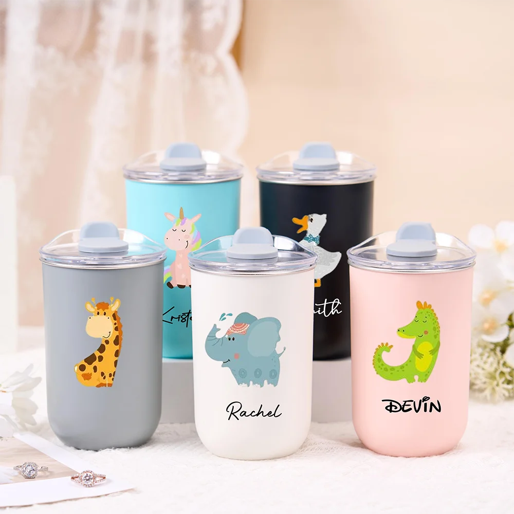 Personalized children's mugs, school water bottles with customized names, children's water bottles, cute Christmas gifts