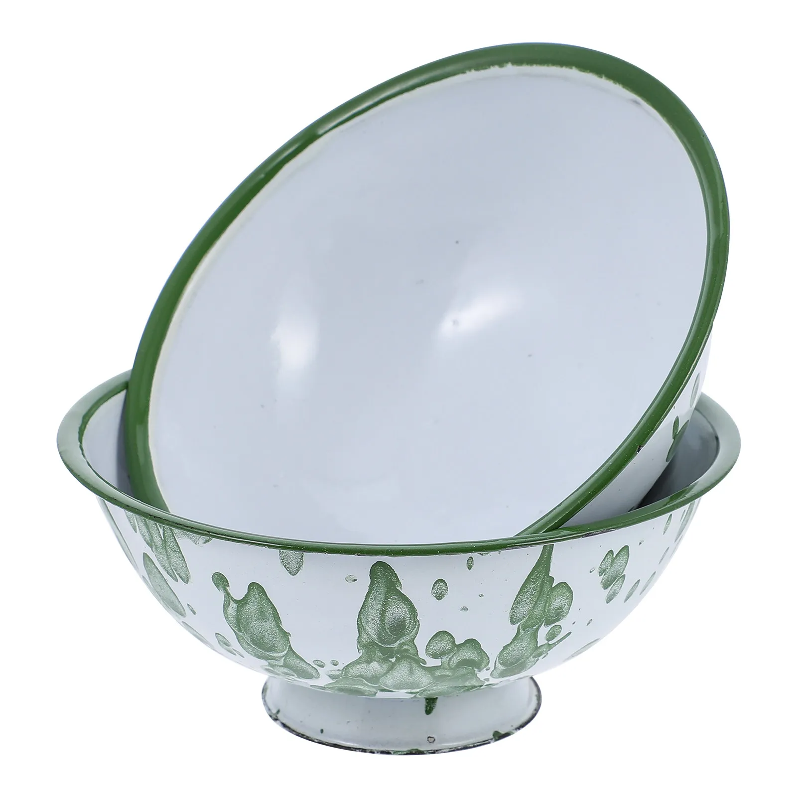 

Набор из 2 эмалированных мисок для риса в ретро-стиле, многофункциональная кухонная утварь для дома, ресторана, отеля, железный эмалированный контейнер для еды