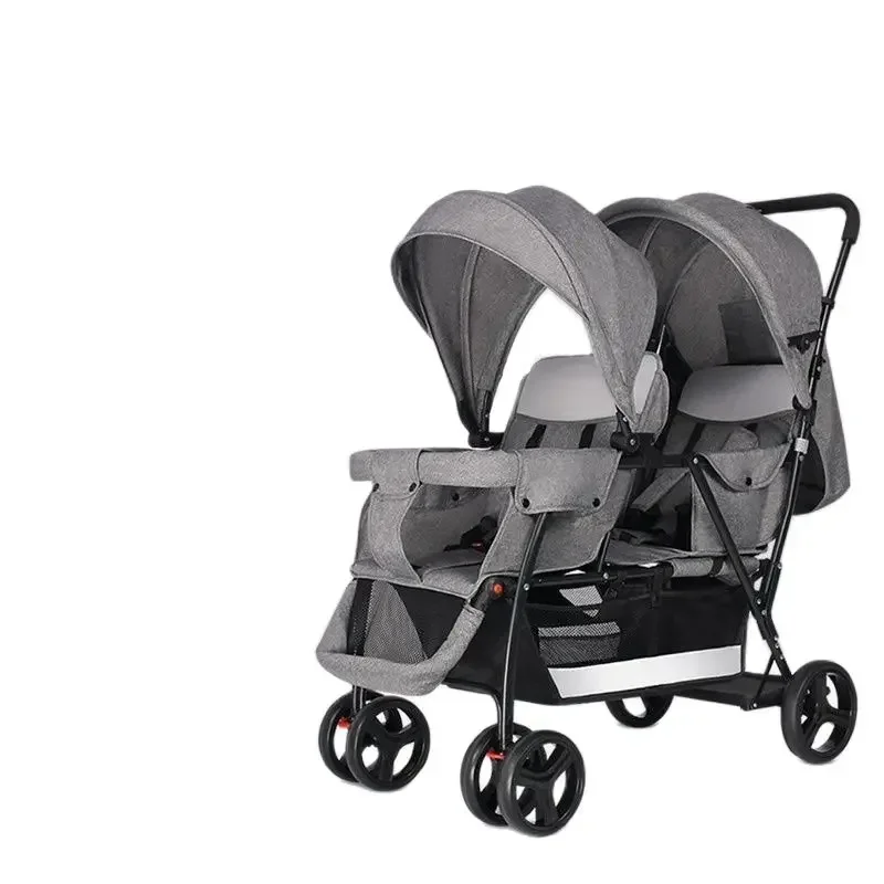 Twin Strollers Sit Back and Forth in The Wheelbarrow, The Size of The Trolley Twin Trolley Can Sit and Lie Down.