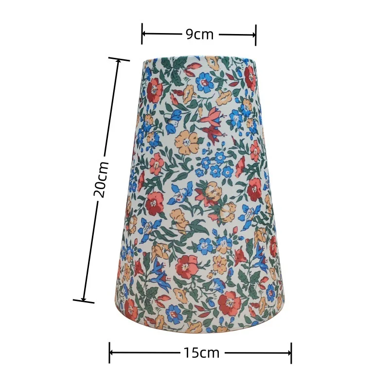 Floral fabric bedside lamp shade 9x15x20 Garden style ins retro E27 lamp accessory shade shell