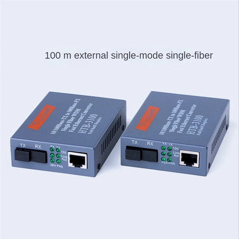 AD41-1 زوج HTB-3100 جهاز إرسال واستقبال الألياف محول ألياف واحد 25 كجم SC 10/100 متر وضع واحد جهاز إرسال واستقبال ألياف واحد الاتحاد الأوروبي