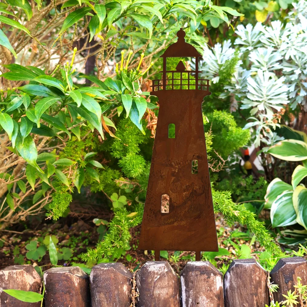CIFBUY Wrought Iron Garden Stake Rustic Metal Yard Art Decor Vintage Farmhouse Outdoor Plant Pot Ornament Handmade Craft Gift