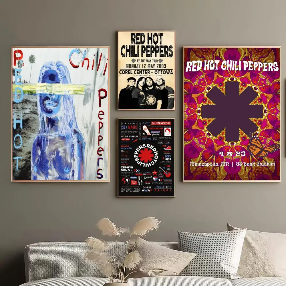 Band R-Red Hot C-Chili Peppers Poster Aesthetic PVC Wall Art - HD Waterproof UV Resistant For Home Bar Office