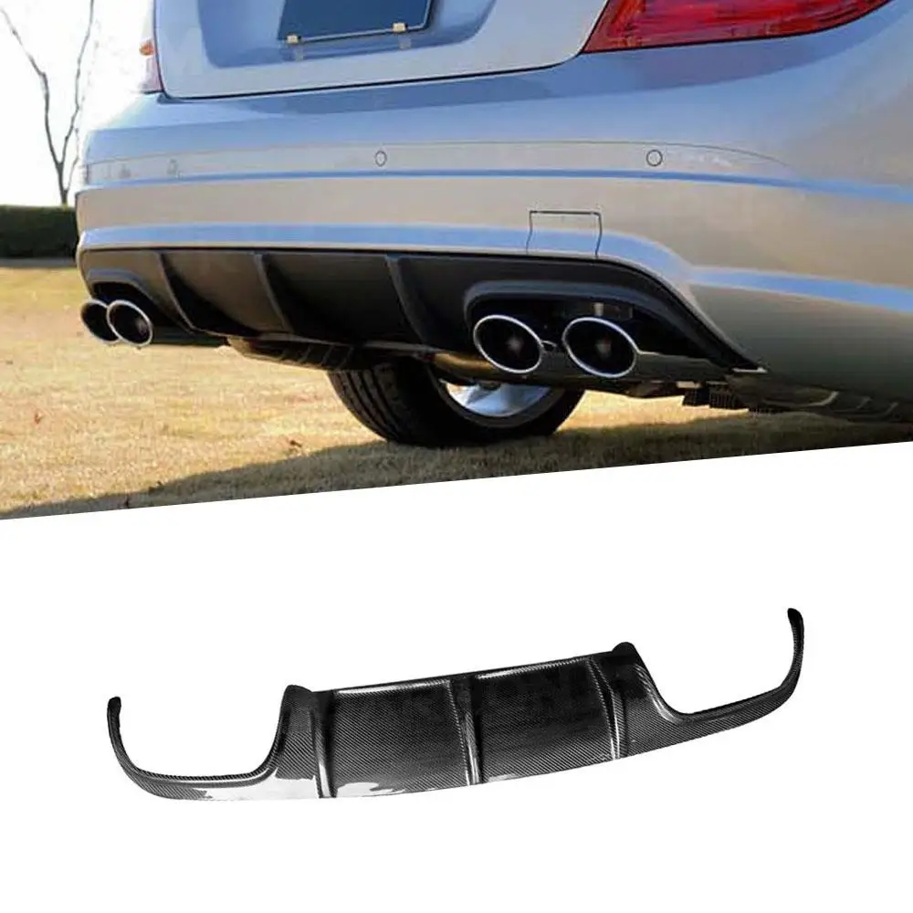 For W204 Carbon Fiber Car Rear Bumper Lip Diffuser Spoiler for Mercedes Benz C Class C63 AMG 2008 - 2011 Car Styling FRP