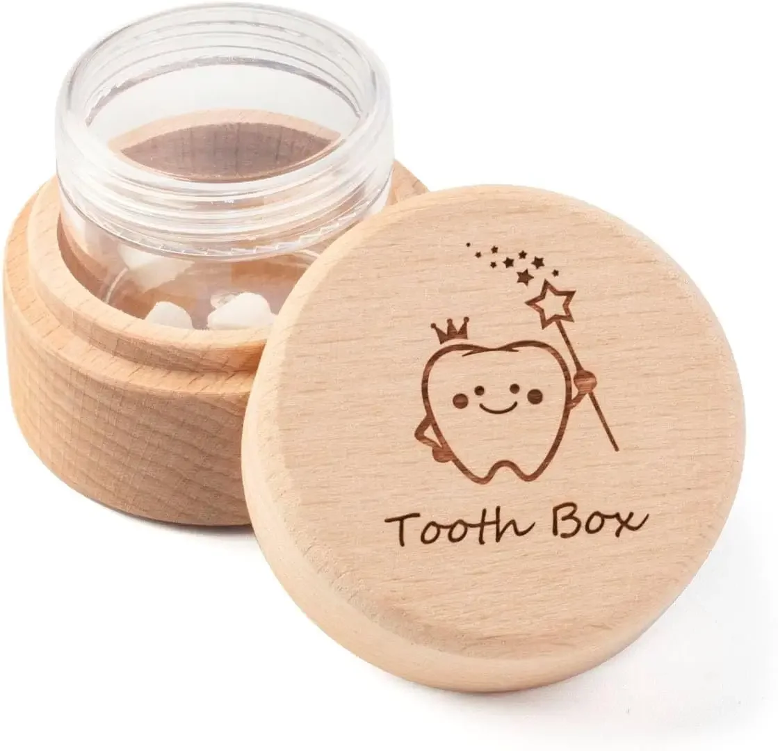 

Wooden Tooth Keepsake Box with Acrylic Bottle for Kids, Cute Lost Teeth Storage Gift