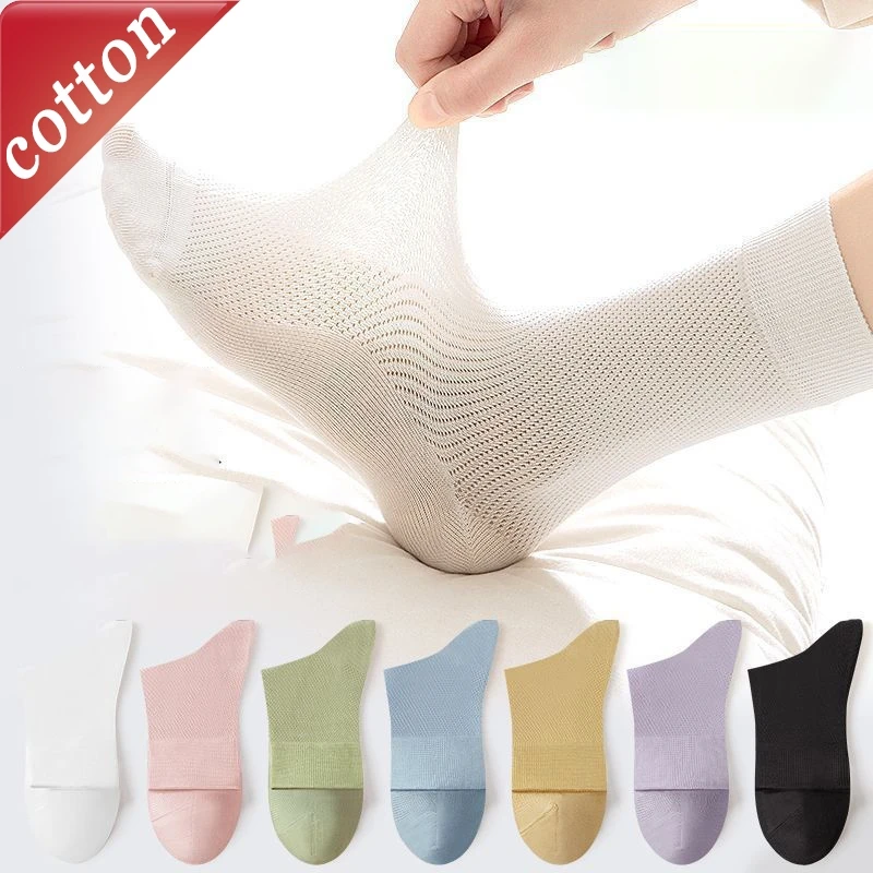 ladies' Socks New Oversize Japanese Harajuku Simple Versatile Cotton Socks Anti Odor Summer Thin Breathable Mesh Socks For Girl