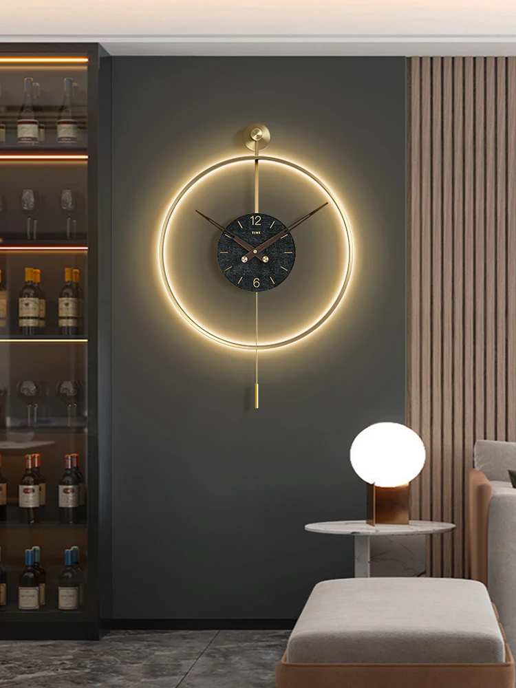 

Wall Clock Living Room Dining Room Background Wall Noiseless Clock Light Luxury Creative Clocks